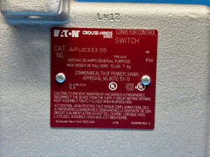 NEW - EATON / Crouse Hinds AFU0333 55 CONVEYOR CONTROL SWITCH DOUBLE END, 15 LB.